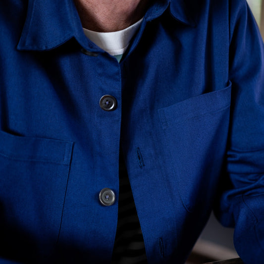 Cotton Twill Chore Jacket in Marine Blue