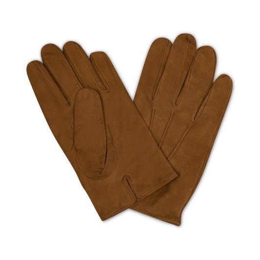 Plain Suede Gloves in Tan with Tonal Cashmere Lining