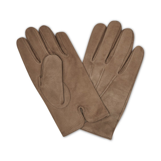 Plain Suede Gloves in Taupe with Tonal Cashmere Lining