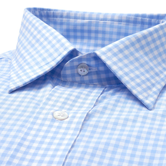 Classic Fit Check Zephyr Button Cuff Shirt in Sky Blue