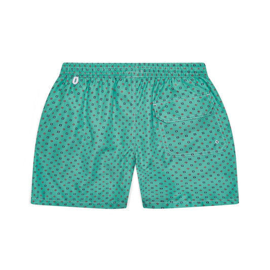 Swim Shorts in Mint Small Floral Motif Print