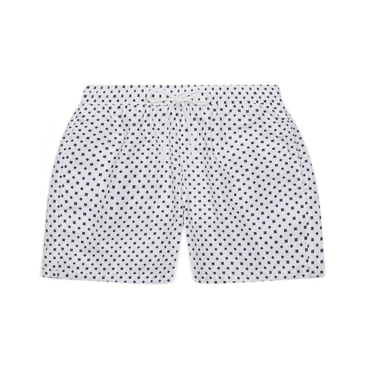 Swim Shorts in White Small Floral Motif Print