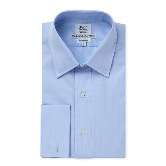 Tailored Fit Exclusive End on End Sea Island Cotton Double Cuff in Blue