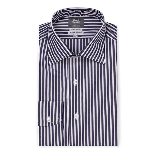Exclusive Budd Stripe Tailored Fit Shirt in Navy