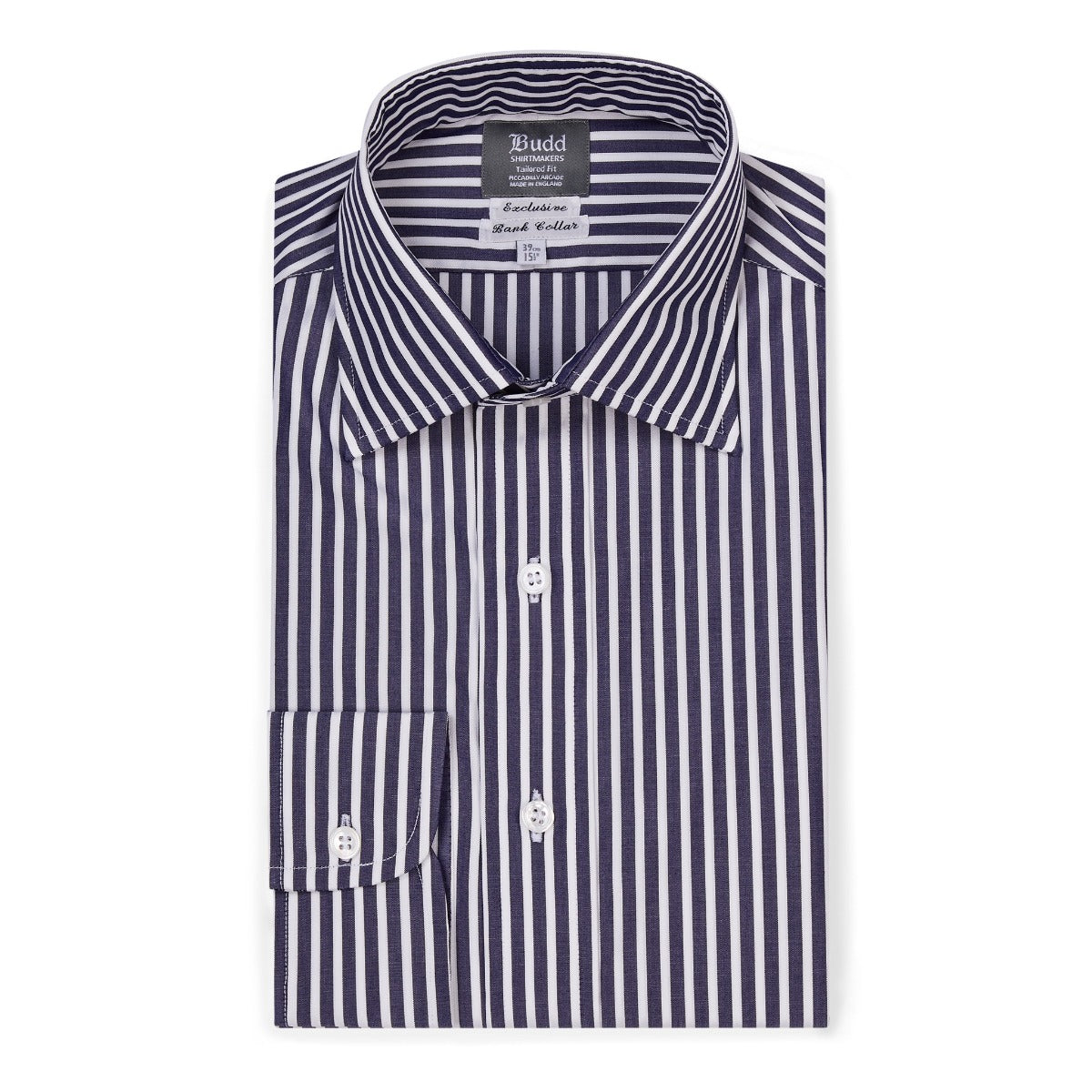 Exclusive Budd Stripe Tailored Fit Shirt in Navy Budd London