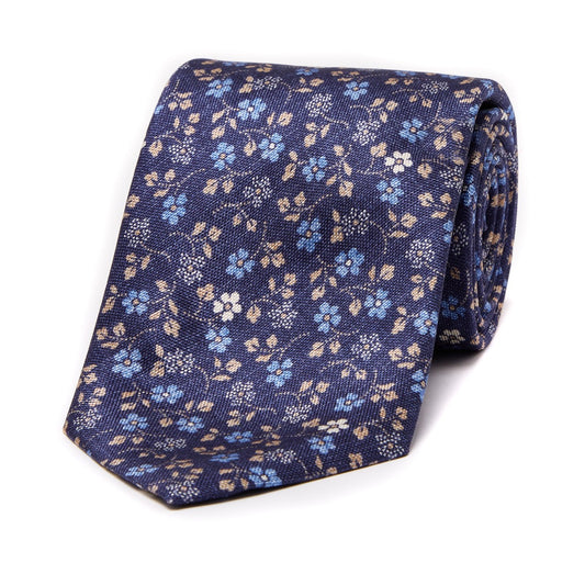Vine Floral Panama Tie in Blue