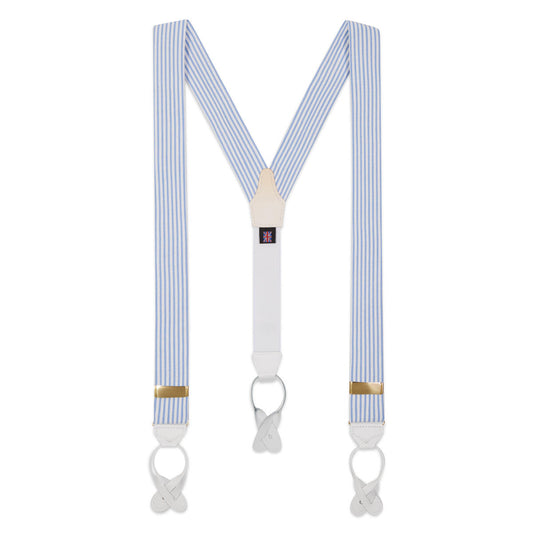 Stripe Seersucker Braces in Blue and White