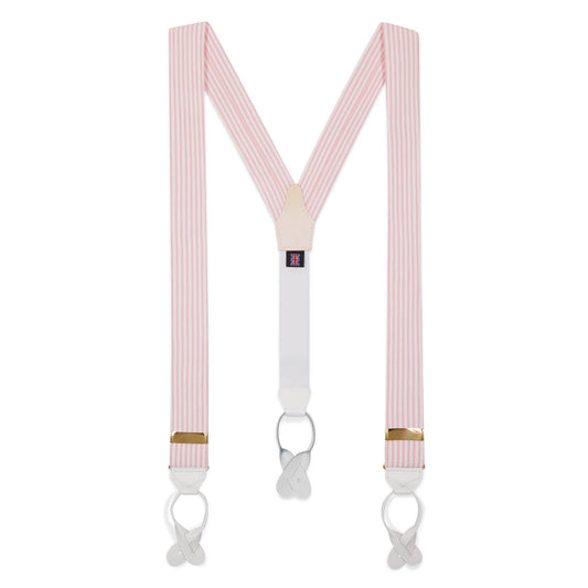 Stripe Seersucker Braces in Pink and White
