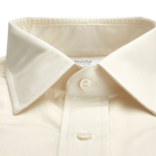 Classic Fit Plain Sea Island Cotton Double Cuff Shirt in Cream