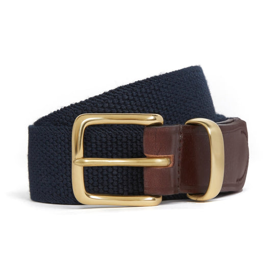 Bridle Leather Webbing Belt in Navy