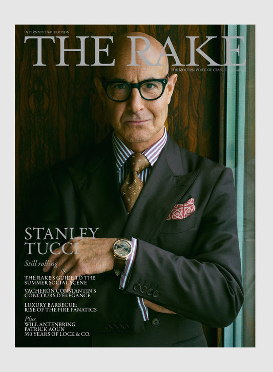 Stanley Tucci on the front cover of The Rake Magazine in Budd