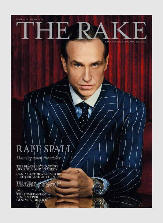 Actor Rafe Spall in the latest issue of The Rake Magazine cover image