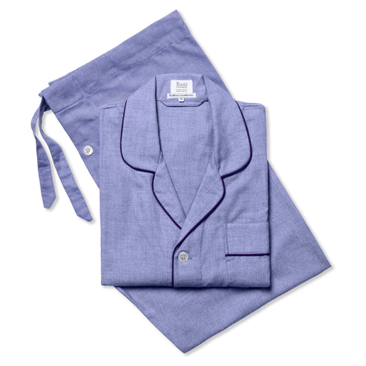 Plain Cotton and Cashmere Pyjamas in Lilac