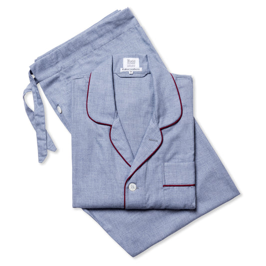Plain Cotton and Cashmere Pyjamas in Navy