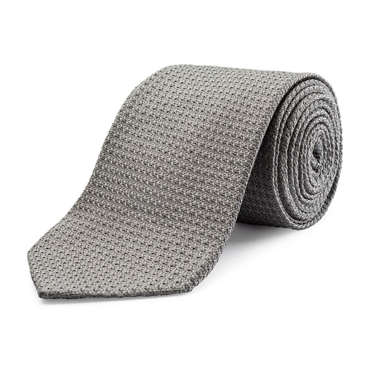 Plain Silk Grenadine Tie in Silver