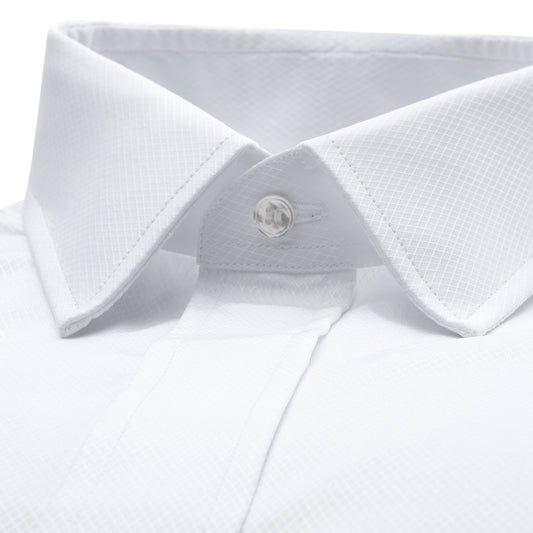 Classic Fit Fly Front Double Cuff Dress Shirt in White