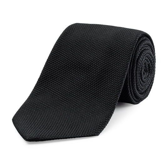 Plain Silk Grenadine Tie in Black