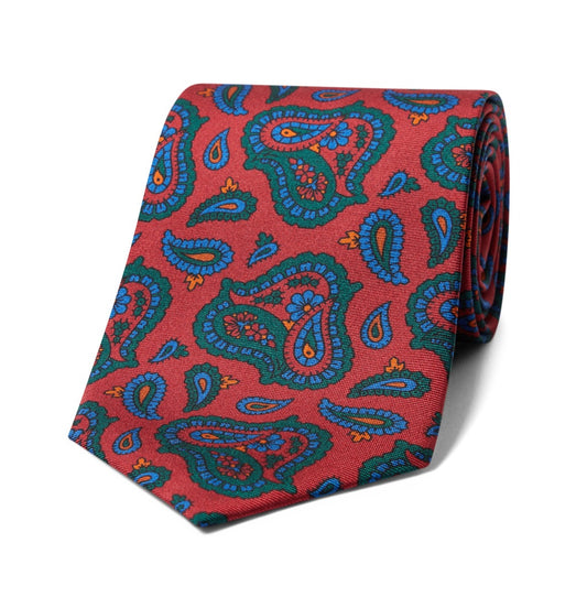 36oz Bold Paisley Madder Tie red