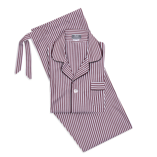 Exclusive Budd Stripe Pyjamas in Burgundy