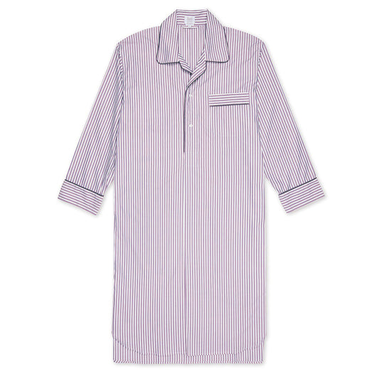 Exclusive Budd Stripe Cotton Nightshirt in Lilac