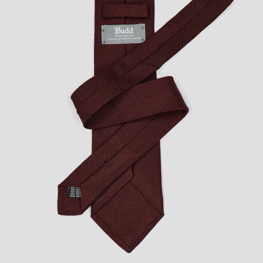 Plain Silk Piccola Grenadine Tie in Burgundy