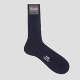 Plain Cotton Short Socks in Navy on plain grey background