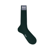 Dark green ribbed cotton sock in short length