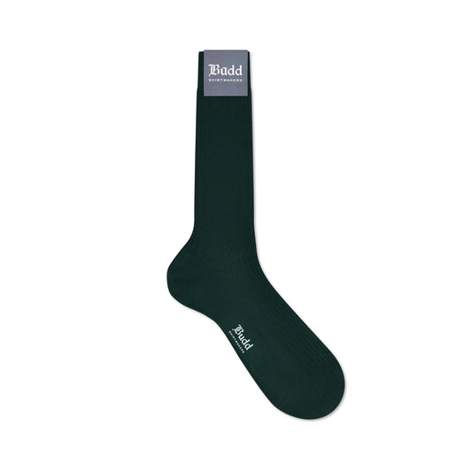 Dark green ribbed cotton sock in short length