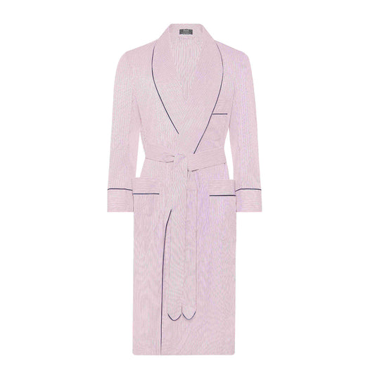 Exclusive Budd Stripe Cotton Dressing Gown in Pink Budd Shirtmakers Ltd Exclusive Budd Stripe Cotton Dressing Gown in Pink Budd Shirtmakers Ltd