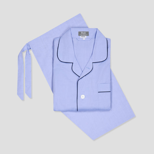 Plain Batiste Pyjamas in Sky and Navy