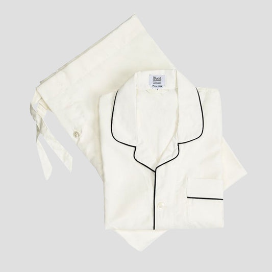 Plain Silk Pyjamas in Cream
