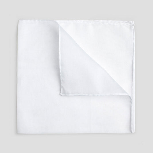 Plain Batiste Cotton Pocket Square in White