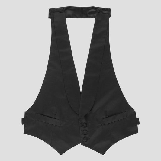 Plain Satin Waistcoat in Black
