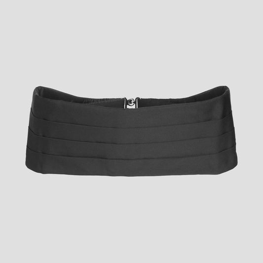 Plain Faille Silk Cummerbund in Black