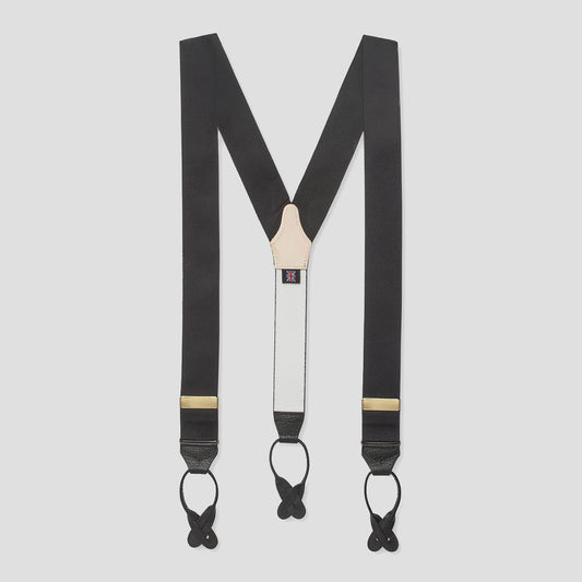 Plain Barathea Braces with Button in Black
