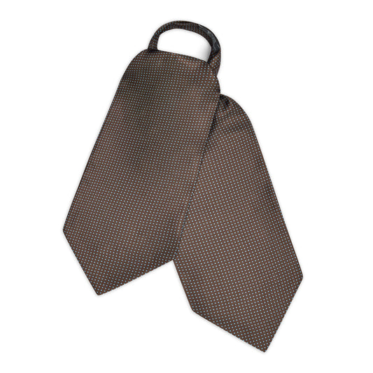 Small Spot Foulard Silk Cravat in Brown and Sky Blue