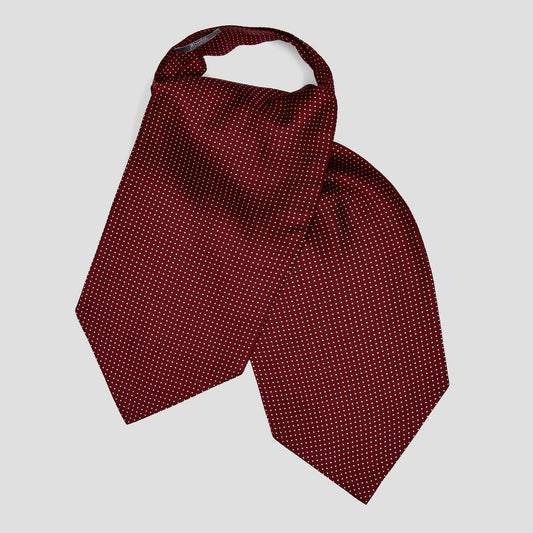 Small Spot Foulard Silk Cravat in Burgundy and White