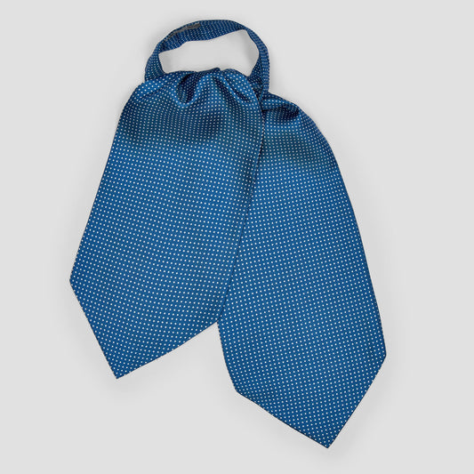 Small Spot Foulard Silk Cravat in Butcher Blue