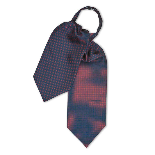 Small Spot Foulard Silk Cravat in Navy and Red