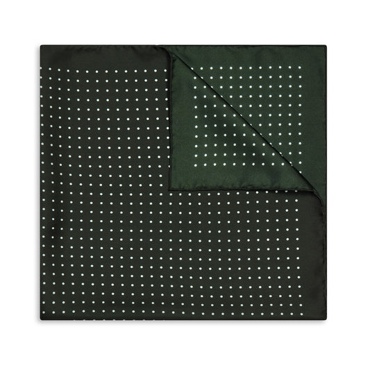 Polka Dot 27inch Silk Square in Bottle Green