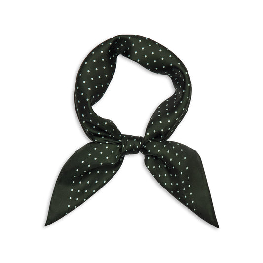 Polka Dot 27inch Silk Square in Bottle Green