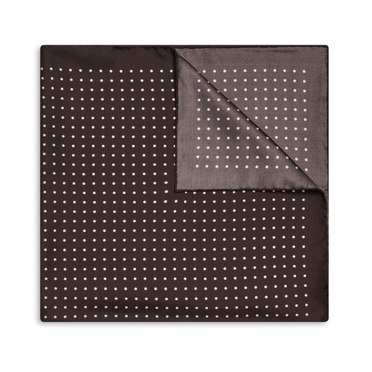 Polka Dot 27inch Silk Square in Brown