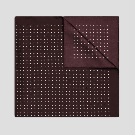 Polka Dot 27inch Silk Square in Wine