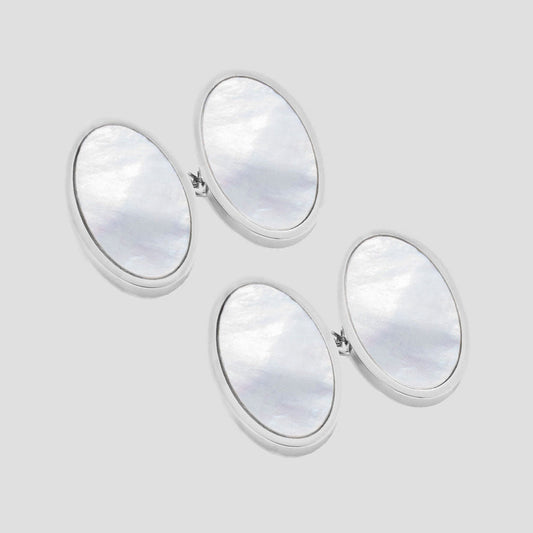 Mother Of Pearl and Rhodium Cufflinks