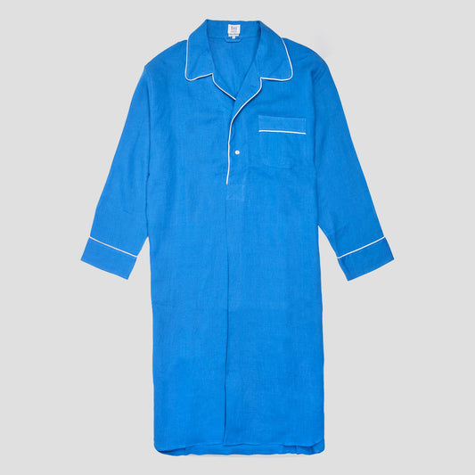 Exclusive Plain Linen Nightshirt in Cobalt