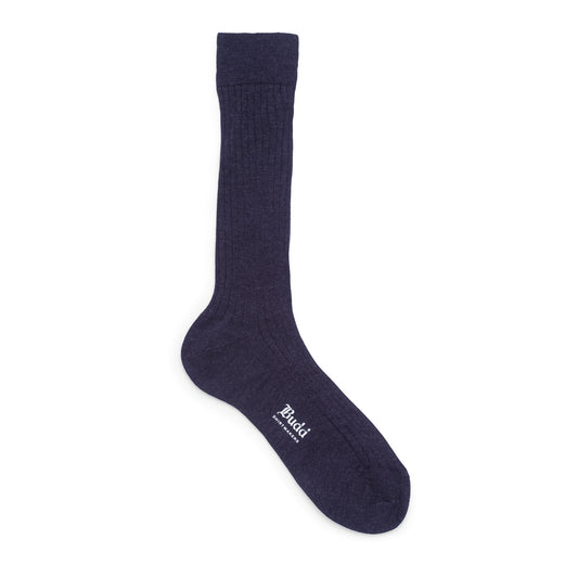 Plain Cashmere and Silk Short Socks in Navy