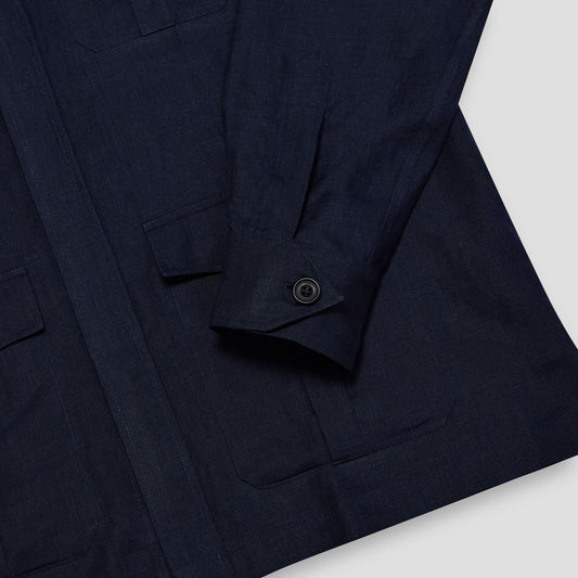 Solbiati Linen Safari Shirt in Indigo cuff detail