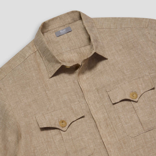 Solbiati Linen Safari Shirt in Sand