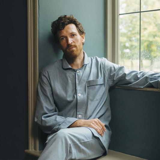 Cotton and Cashmere Classic Pyjamas in Denim and Navy