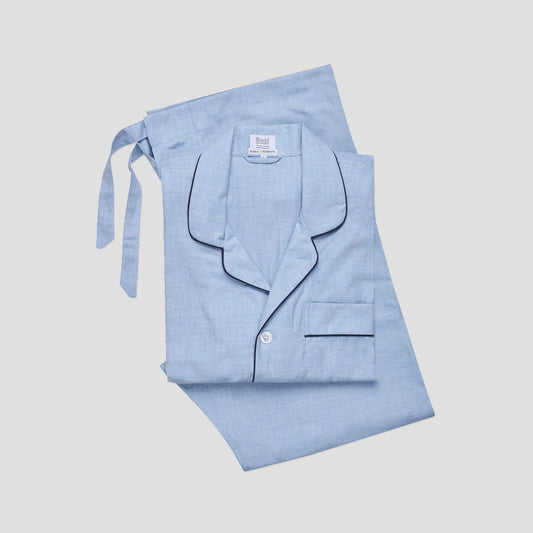 Plain Cotton and Cashmere Pyjamas in Sky Blue